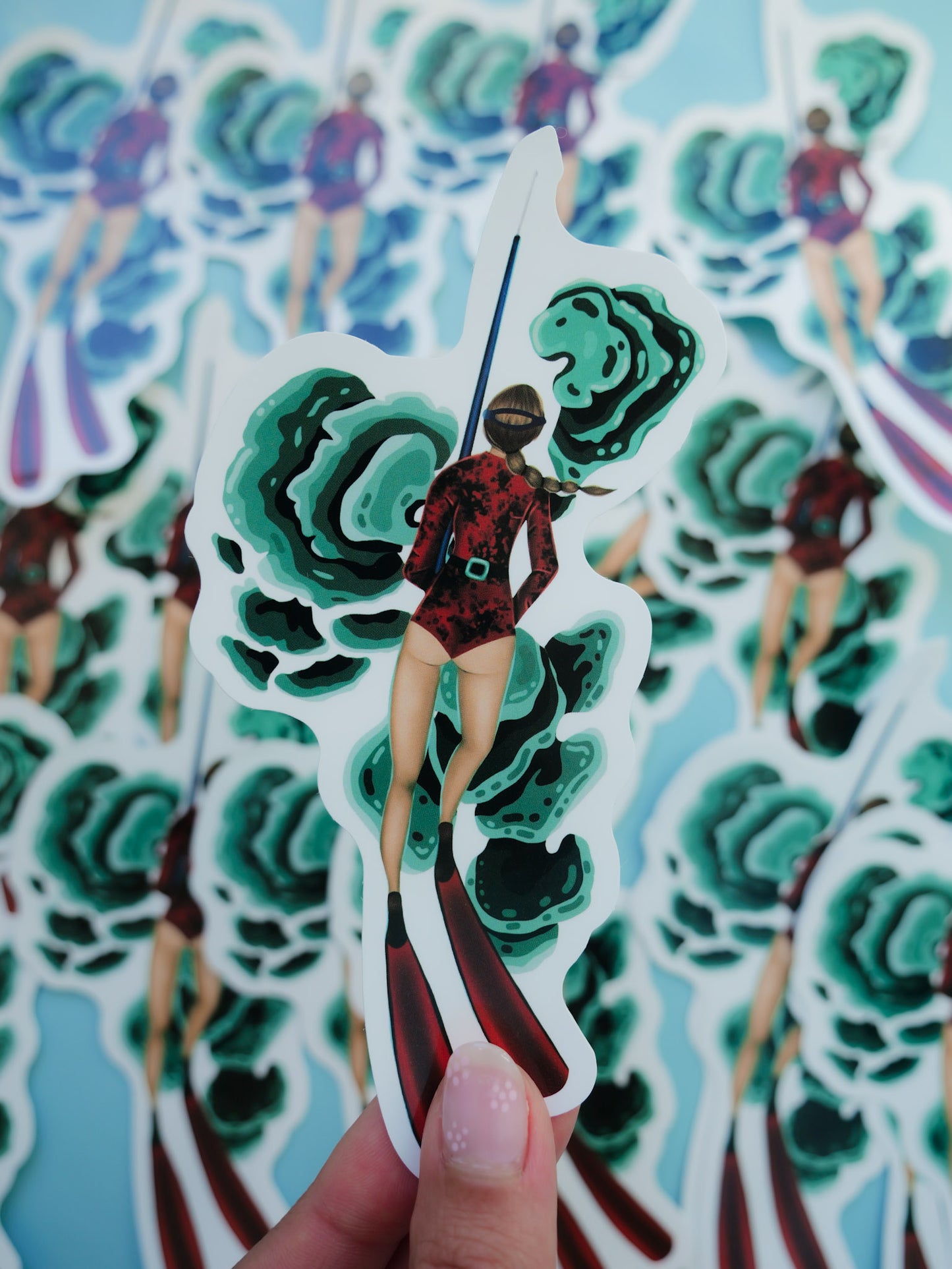 SPEARFISHING GIRL STICKER