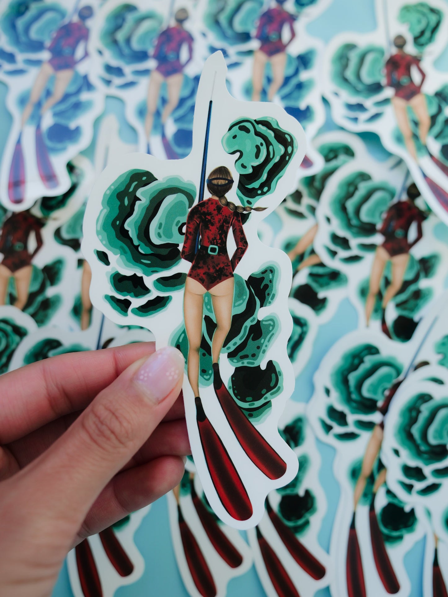 SPEARFISHING GIRL STICKER