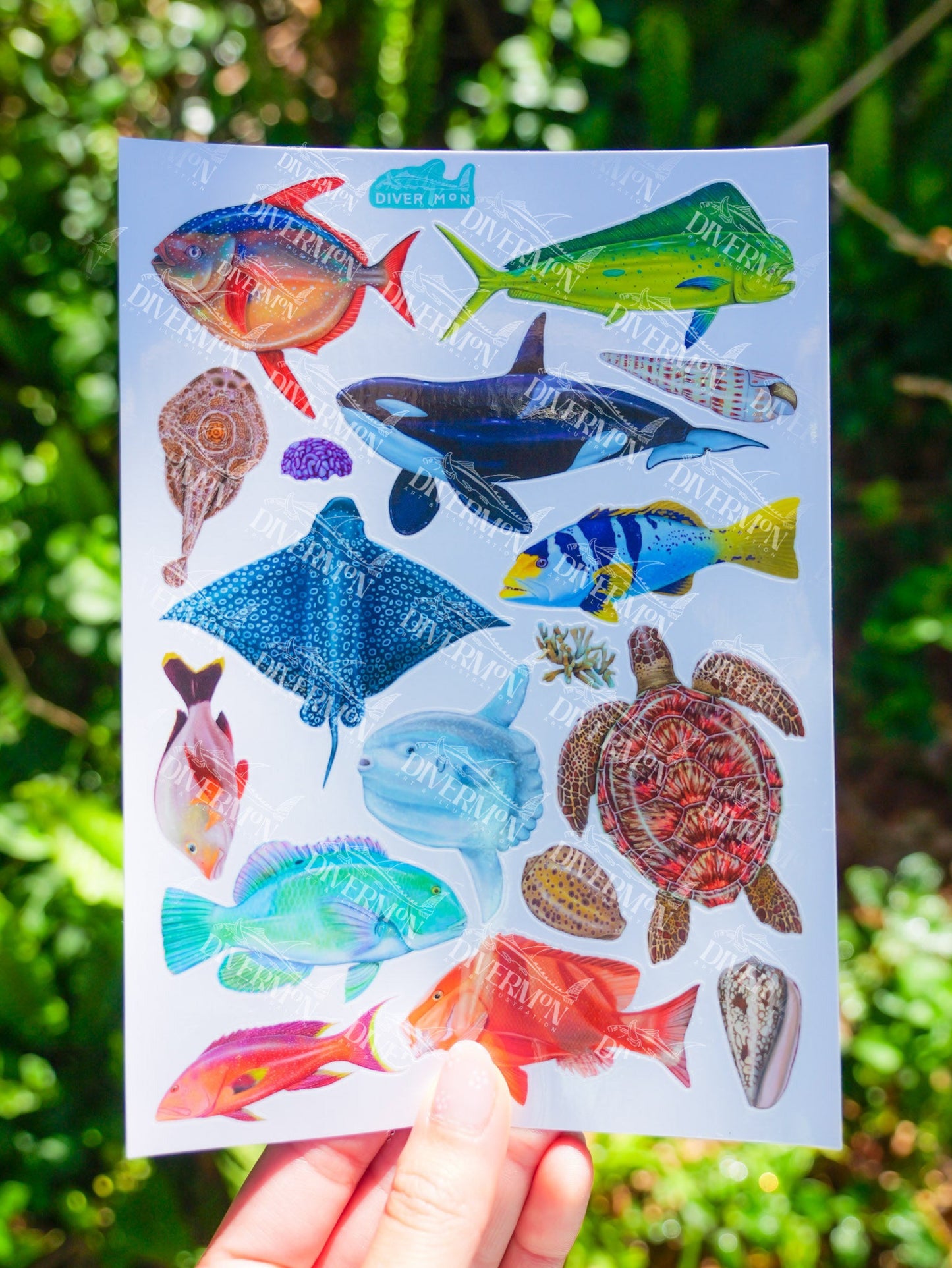Moon fish sticker sheet