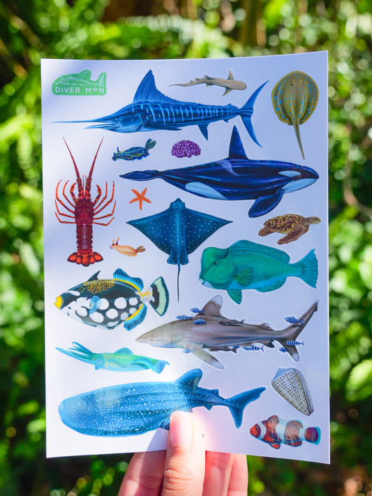 Whale shark sticker sheet