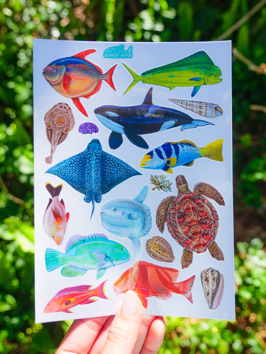 Moon fish sticker sheet