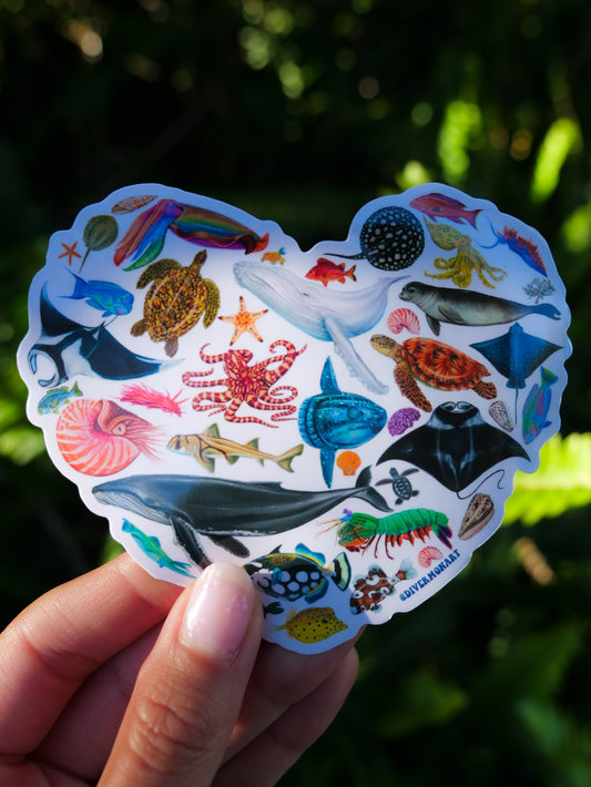 MARINE LIFE HEART STICKER