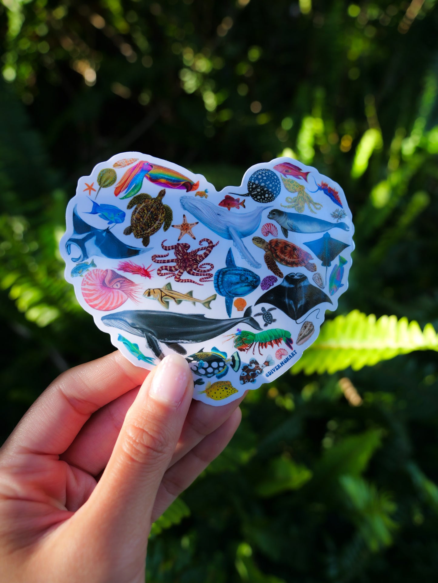 MARINE LIFE HEART STICKER
