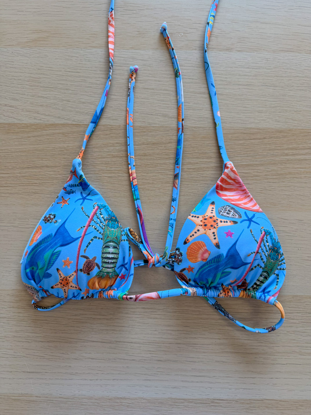 TOP OCEAN LIFE TIE UP BIKINI SWIMWEAR (S)
