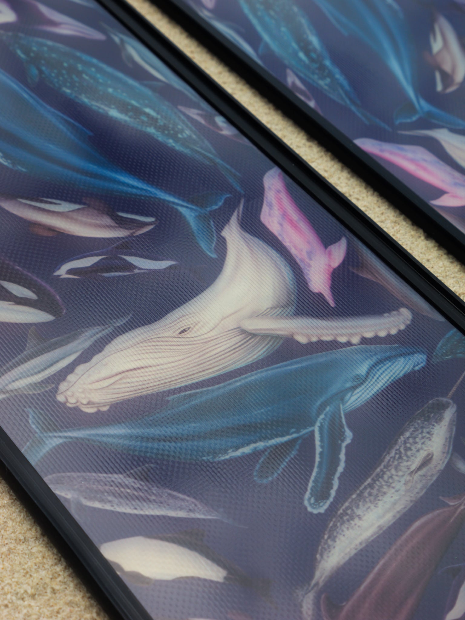 Whale artwork freediving fins featuring DiverMon marine life ocean illustration for divers