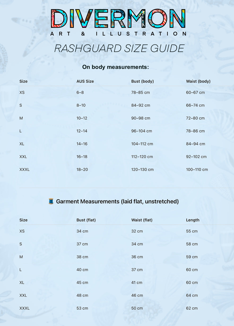 Daci Rash Guard Chart Size Raymix Rashguard Swimwear | UPF Sun Protection | Divermon Art – DIVER ...