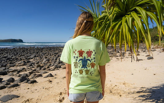 Green sea turtle species t shirt featuring all ocean turtles Diver Mon Art marine life artwork