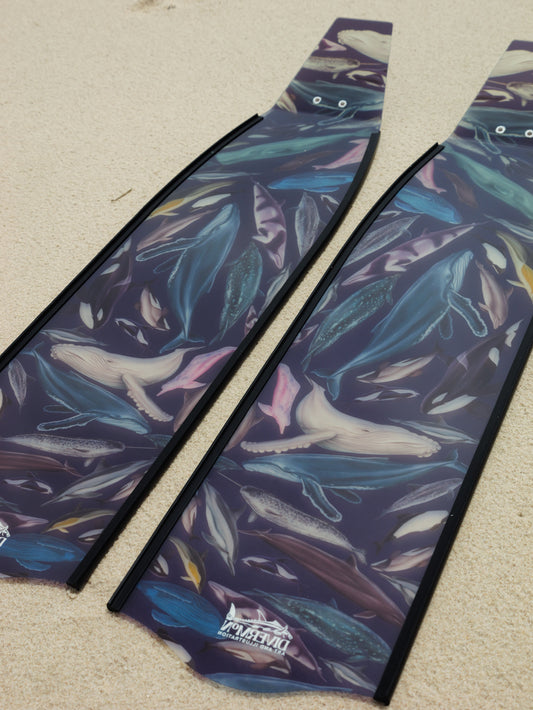 Whale and Dolphin Artwork Freediving Fins Orca Dolphins Humpback Whale Narwhal