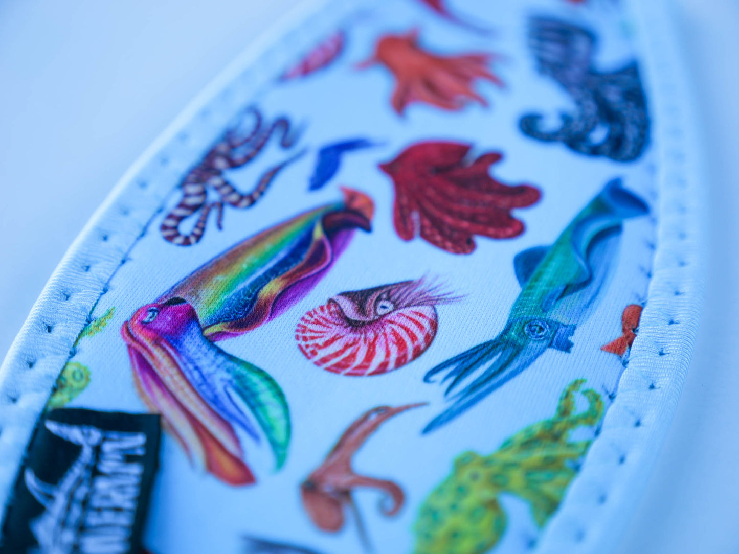 Light blue cephalopod mask tamer design shown in great detail close up illustrations by Diver Mon Art 