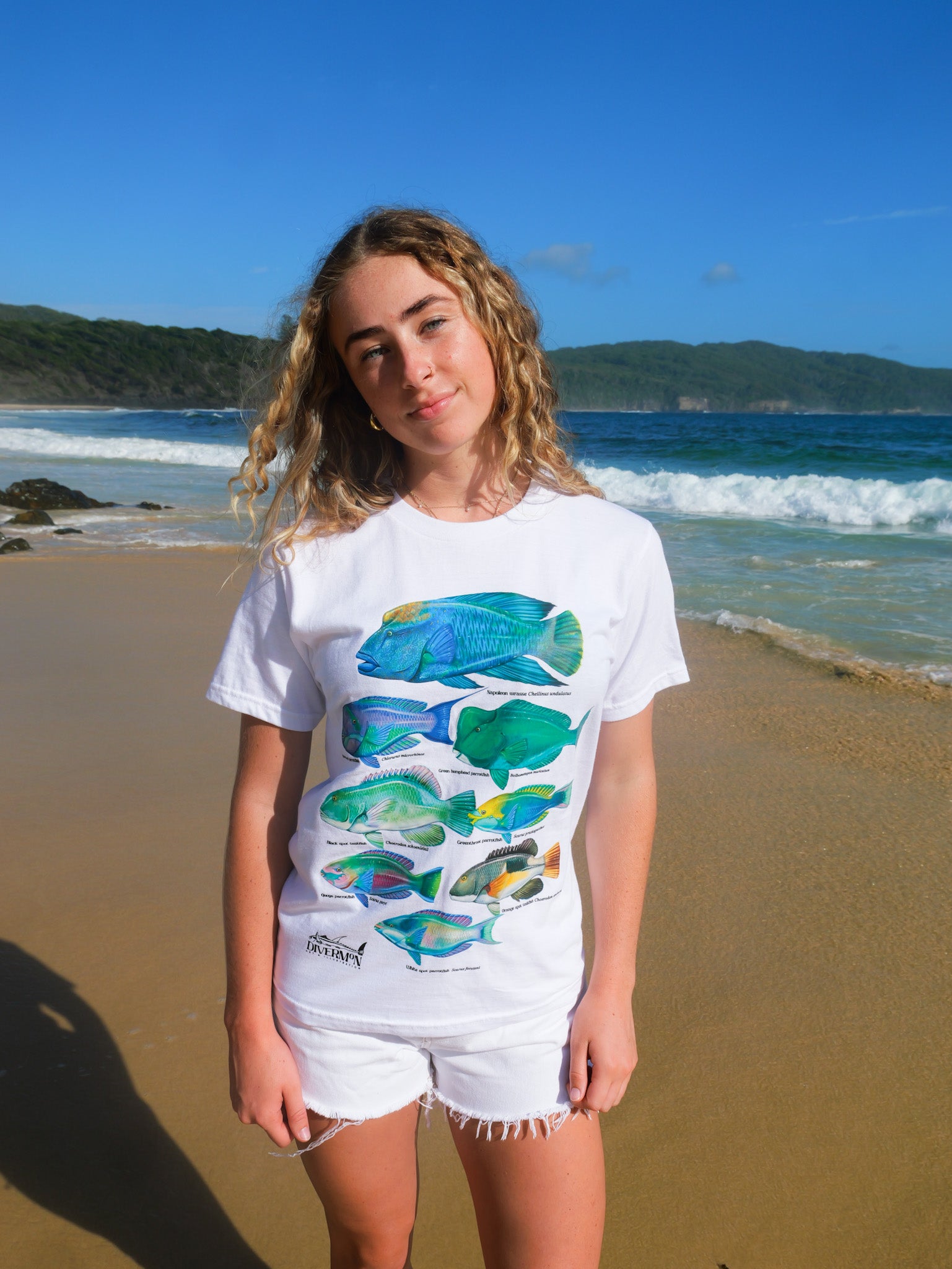 Reef Fish unisex tee folded view Divermon Art marine design