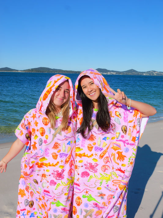 HOODED COTTON TOWEL PINK