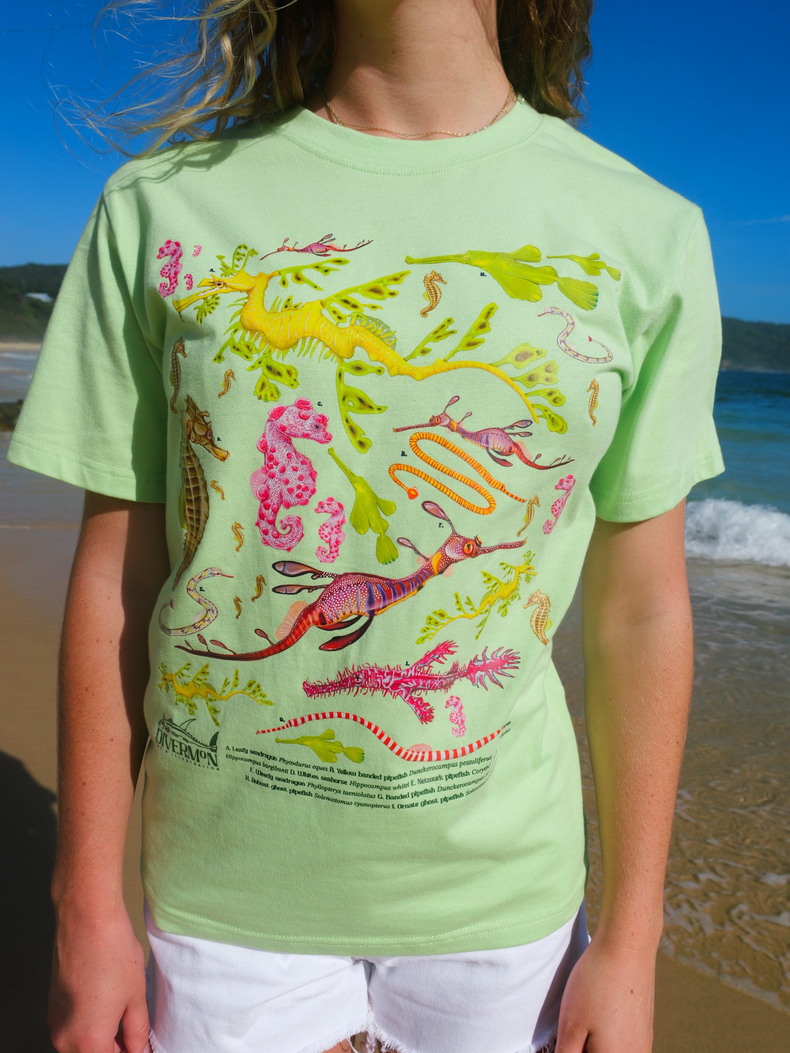 Seahorse unisex t-shirt by Divermon Art featuring original ocean marine life artwork