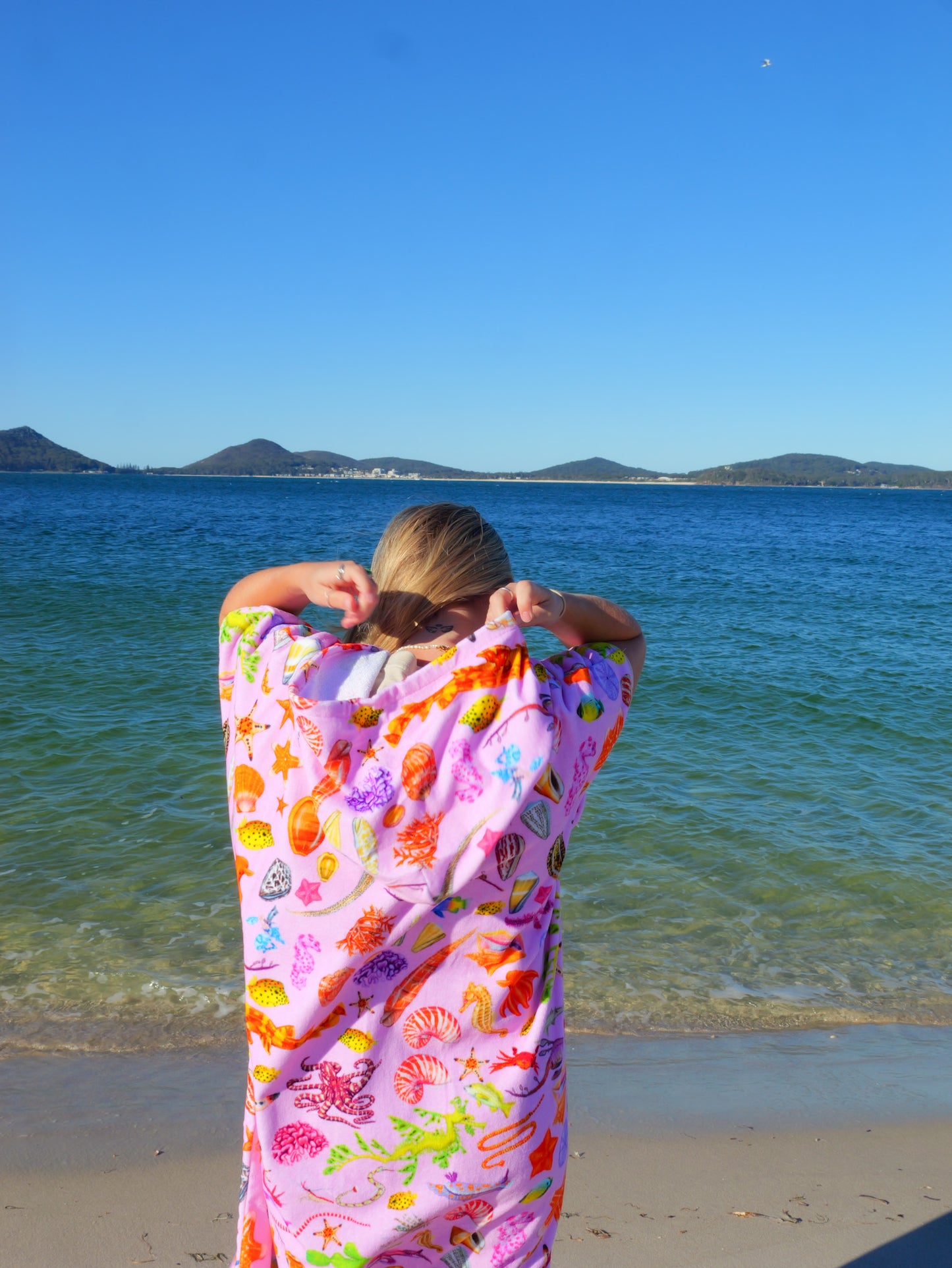 HOODED COTTON TOWEL PINK