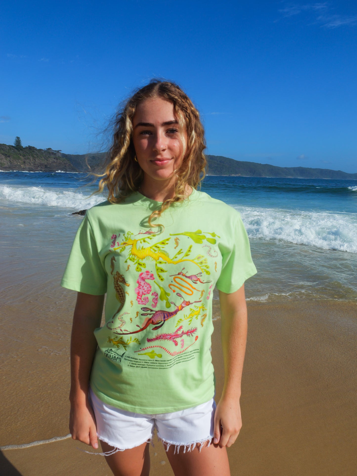 Seahorse t-shirt back design close up Divermon Art ocean print