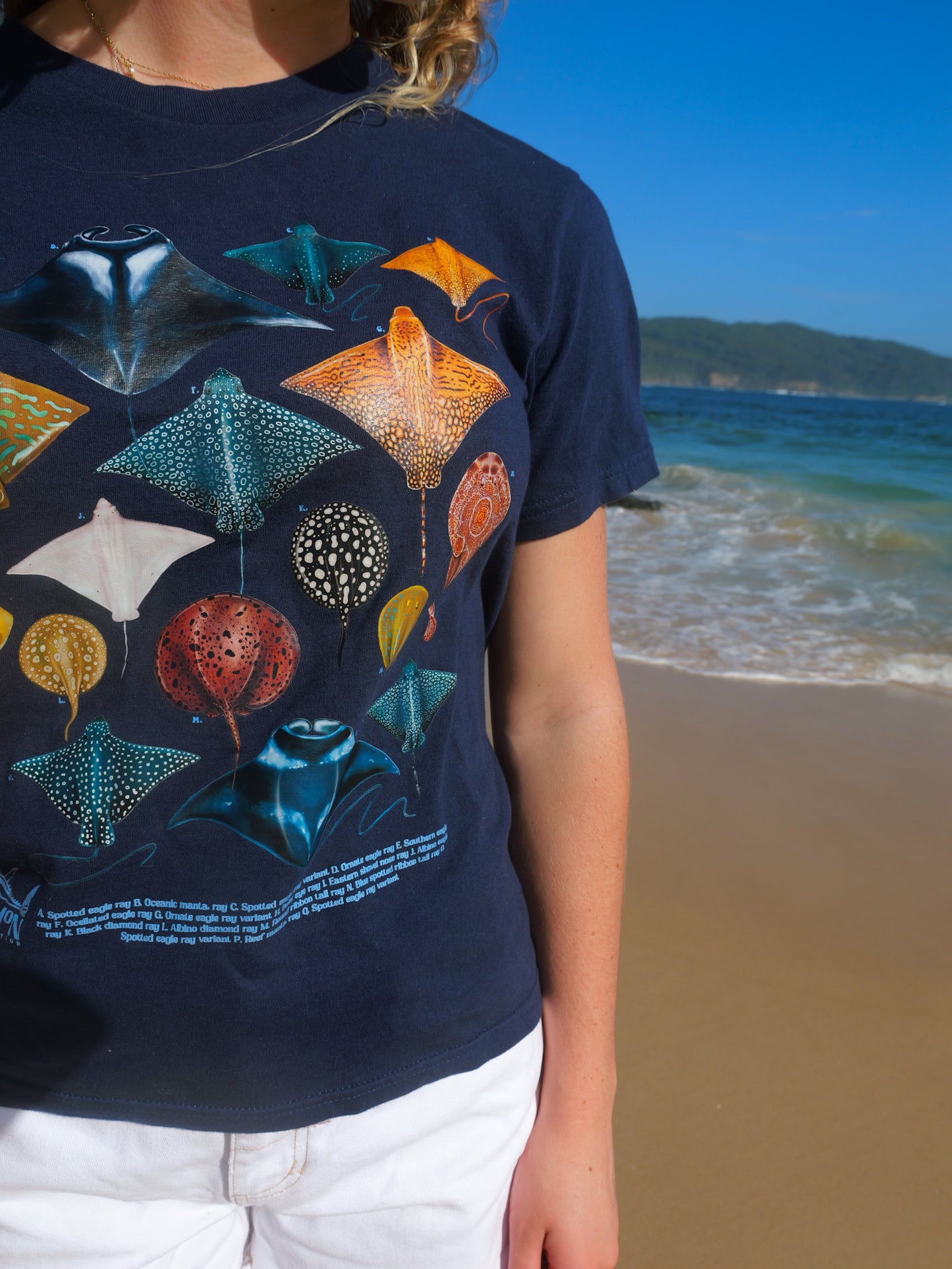Raymix Navy unisex tee folded view Divermon Art marine design