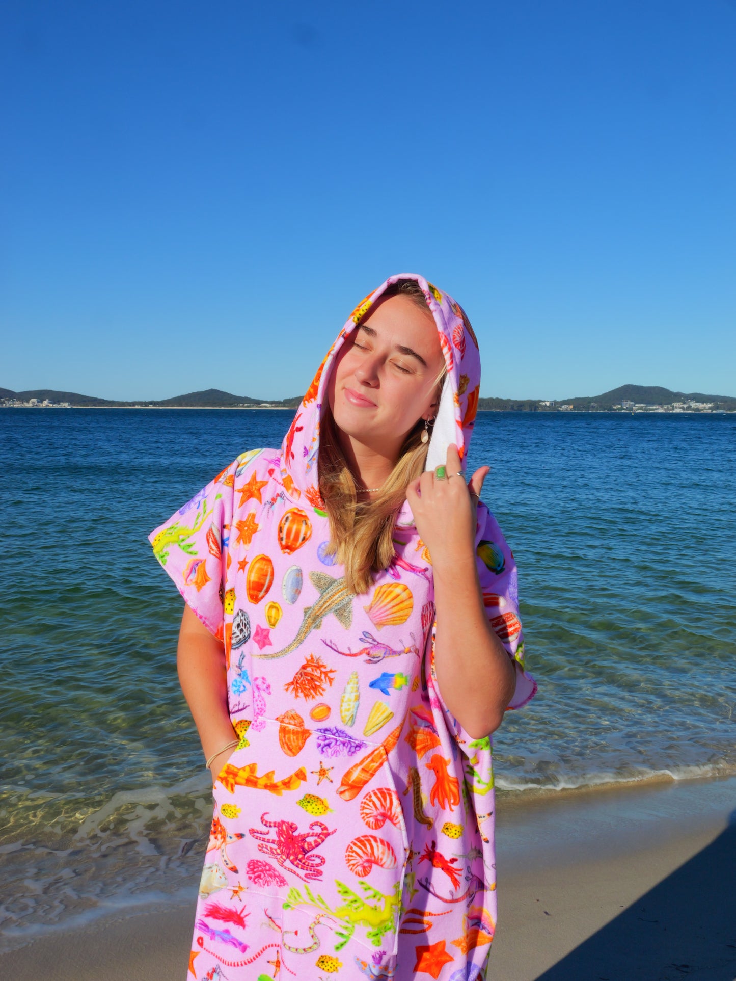 HOODED COTTON TOWEL PINK