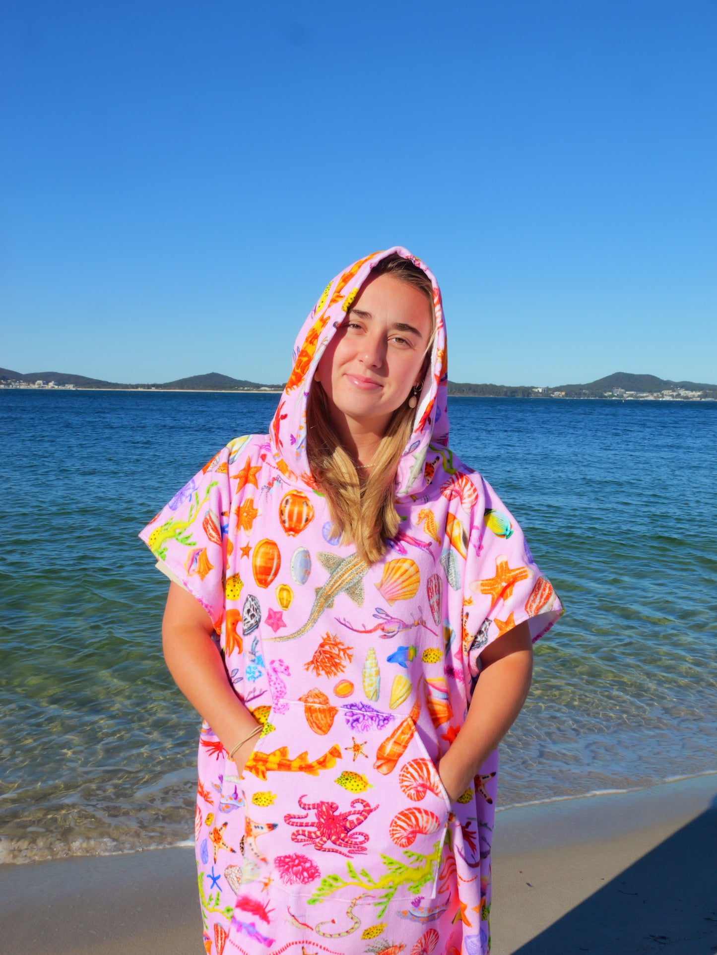 HOODED COTTON TOWEL PINK
