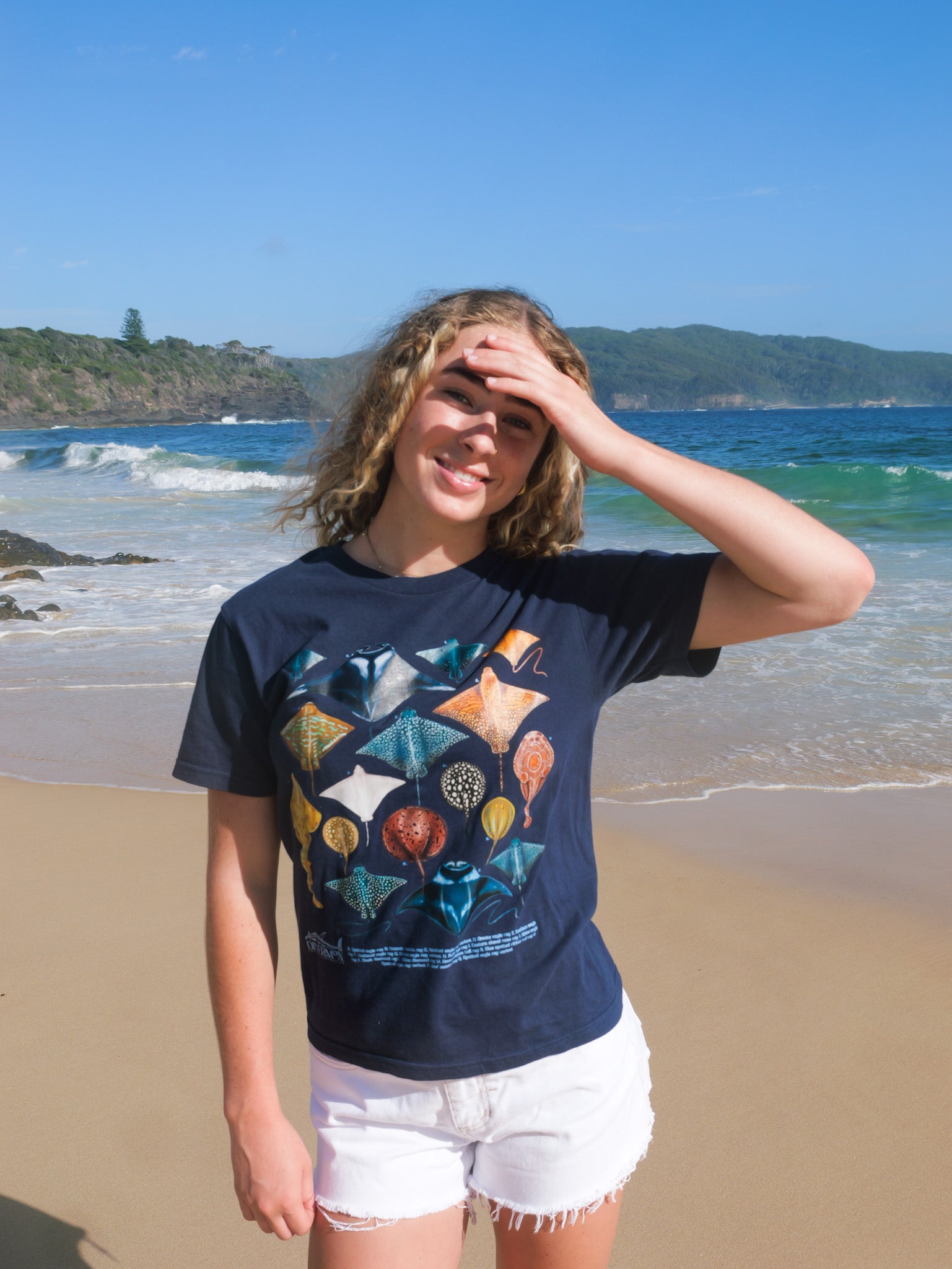 Raymix Navy t-shirt front design detail by Divermon marine life