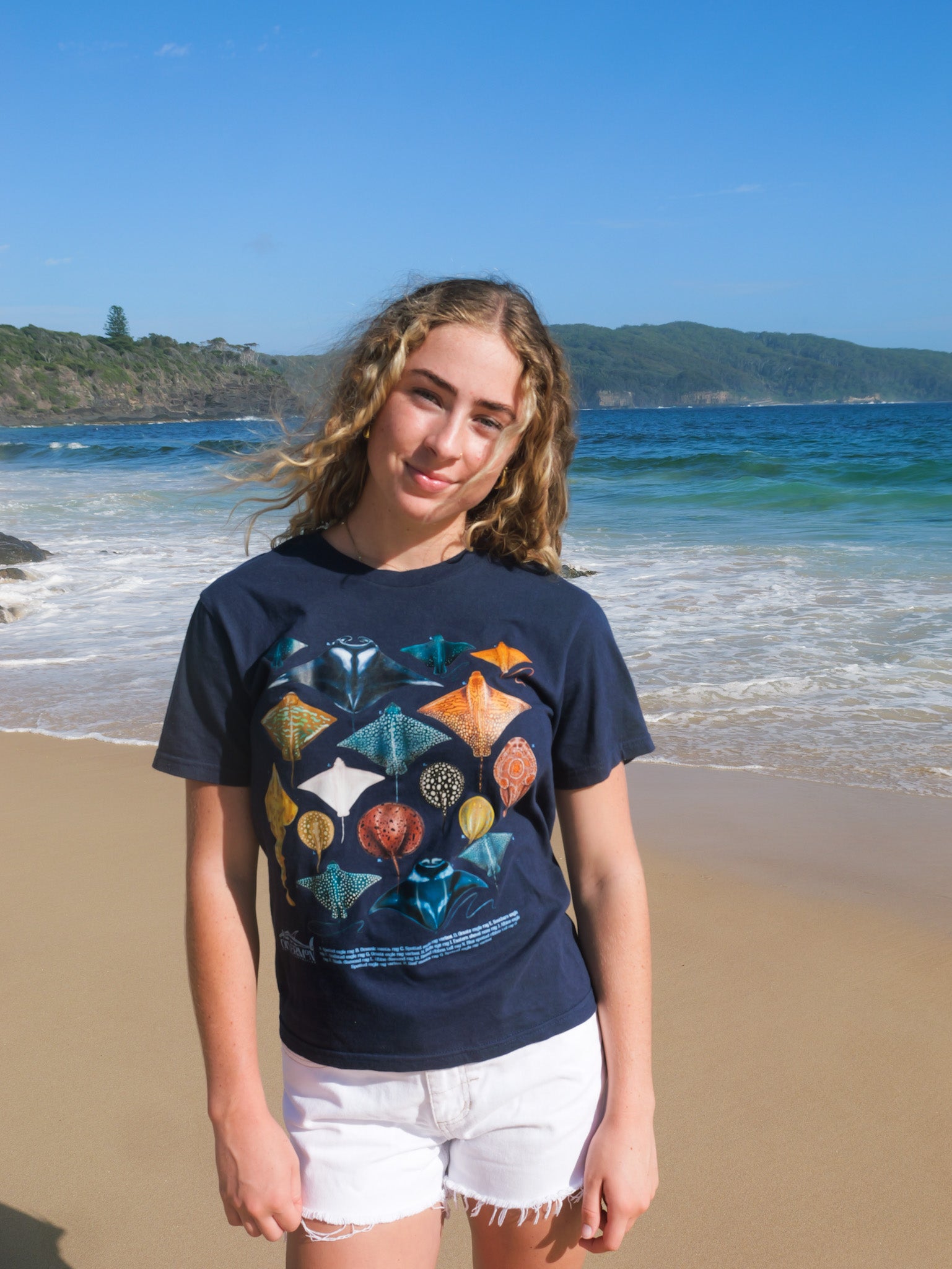 Raymix Navy cotton t-shirt for ocean lovers Divermon Art