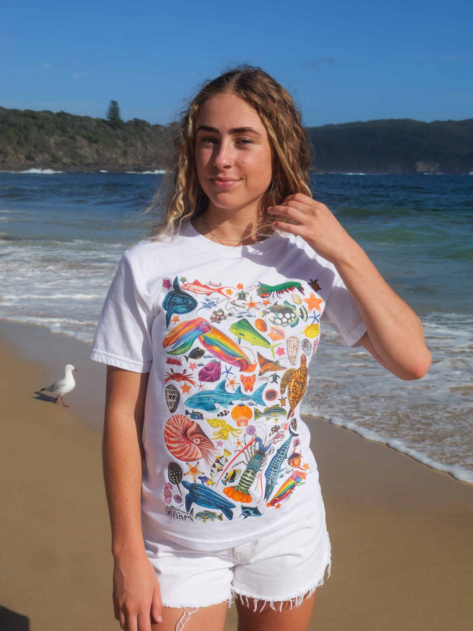 Divermon Rainbow cotton t-shirt for ocean lovers Divermon Art