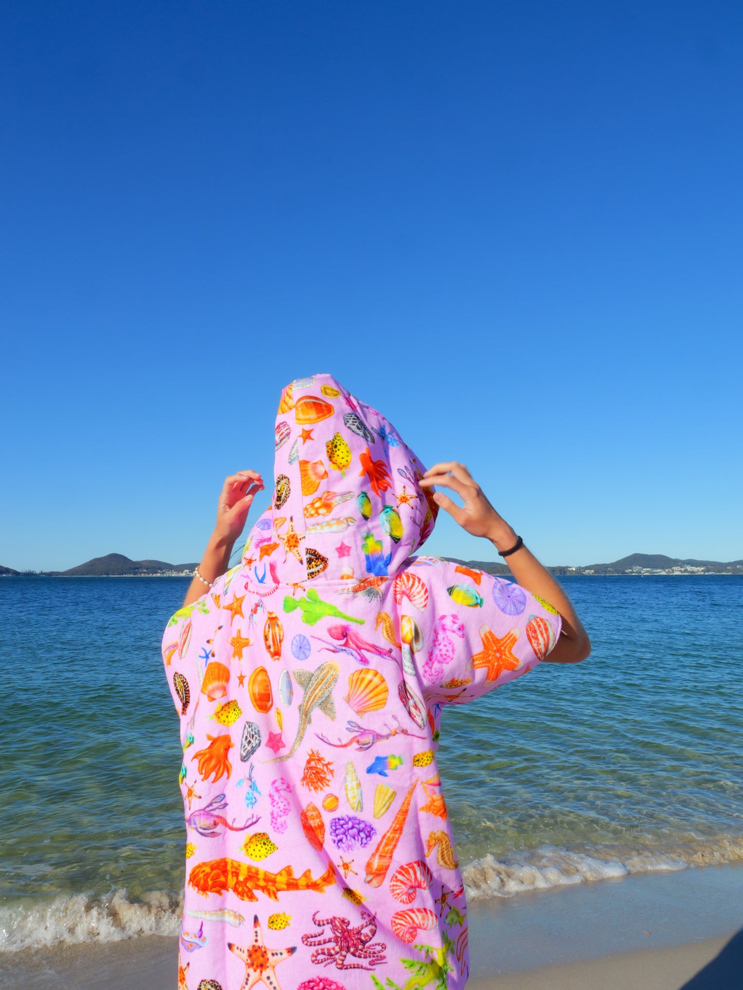 HOODED COTTON TOWEL PINK