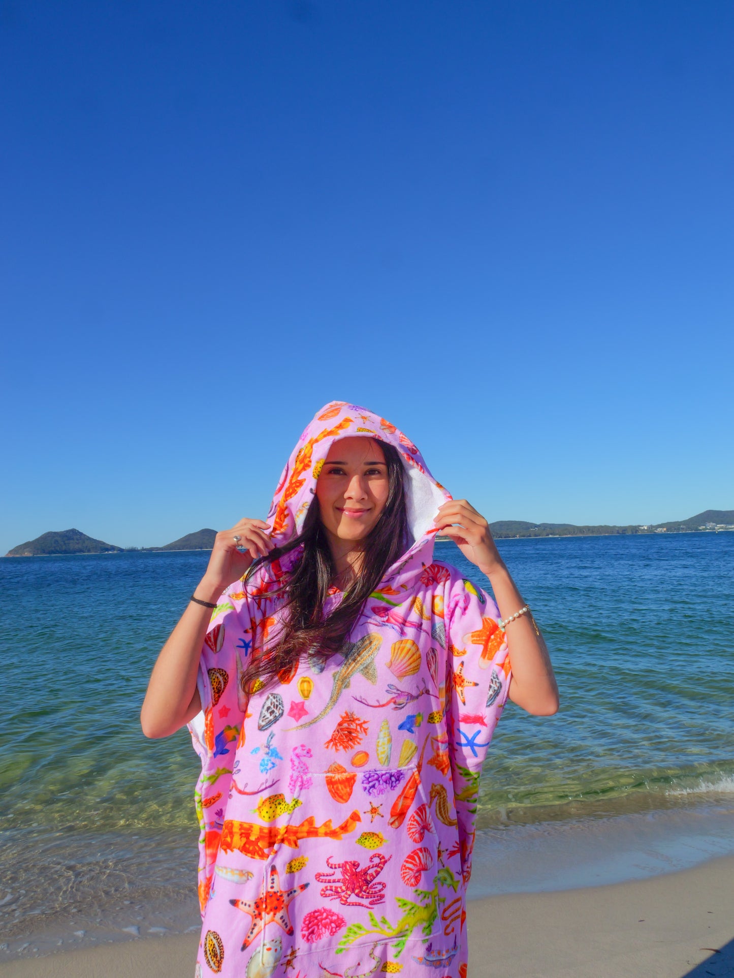 HOODED COTTON TOWEL PINK