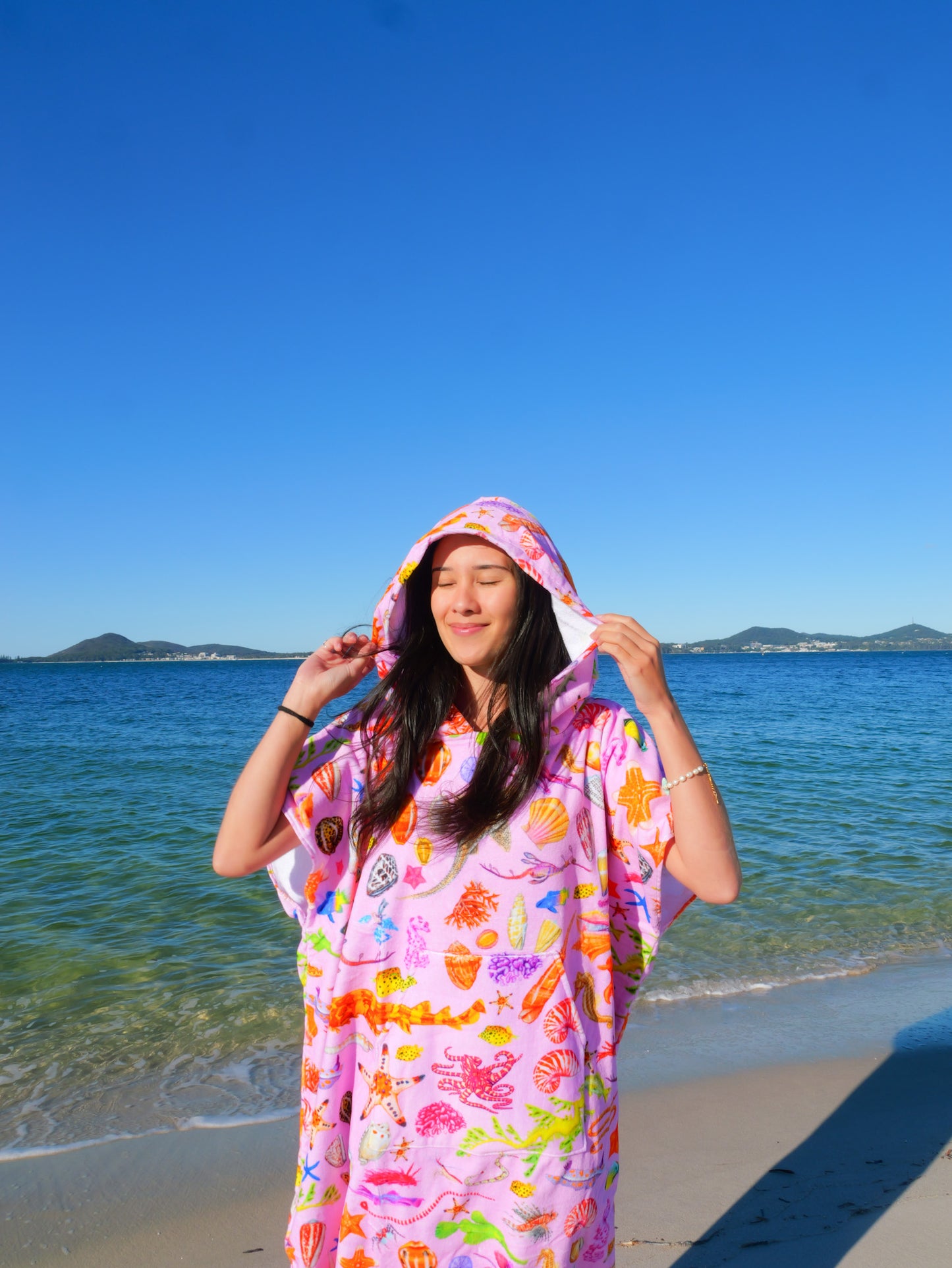 HOODED COTTON TOWEL PINK