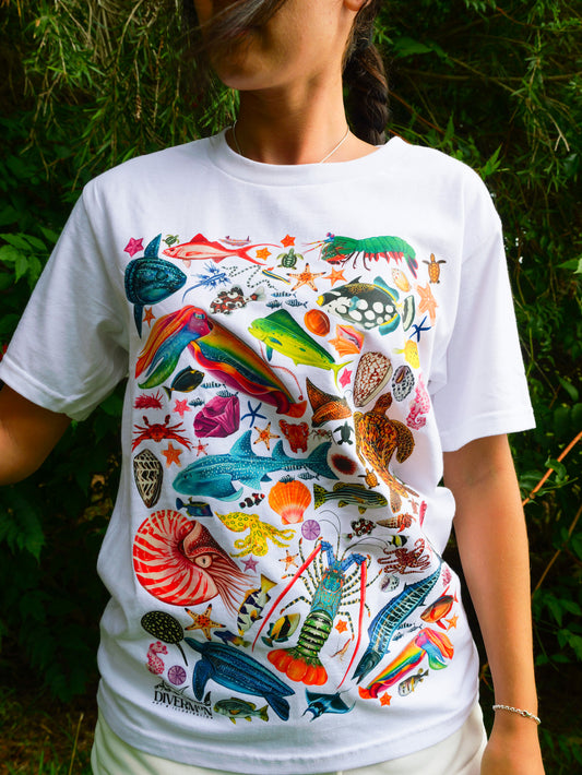 Divermon Rainbow unisex t-shirt by Divermon Art featuring original ocean marine life artwork