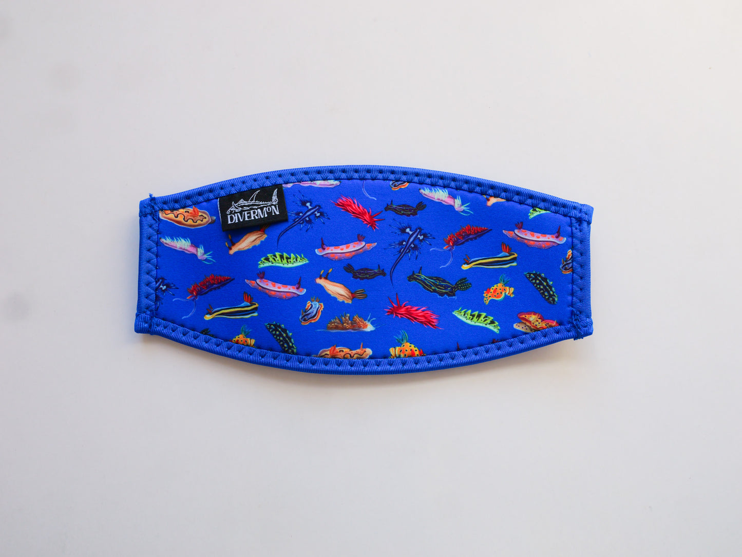 Nudibranch blue mask tamer design shown in great detail close up illustrations by Diver Mon Art  