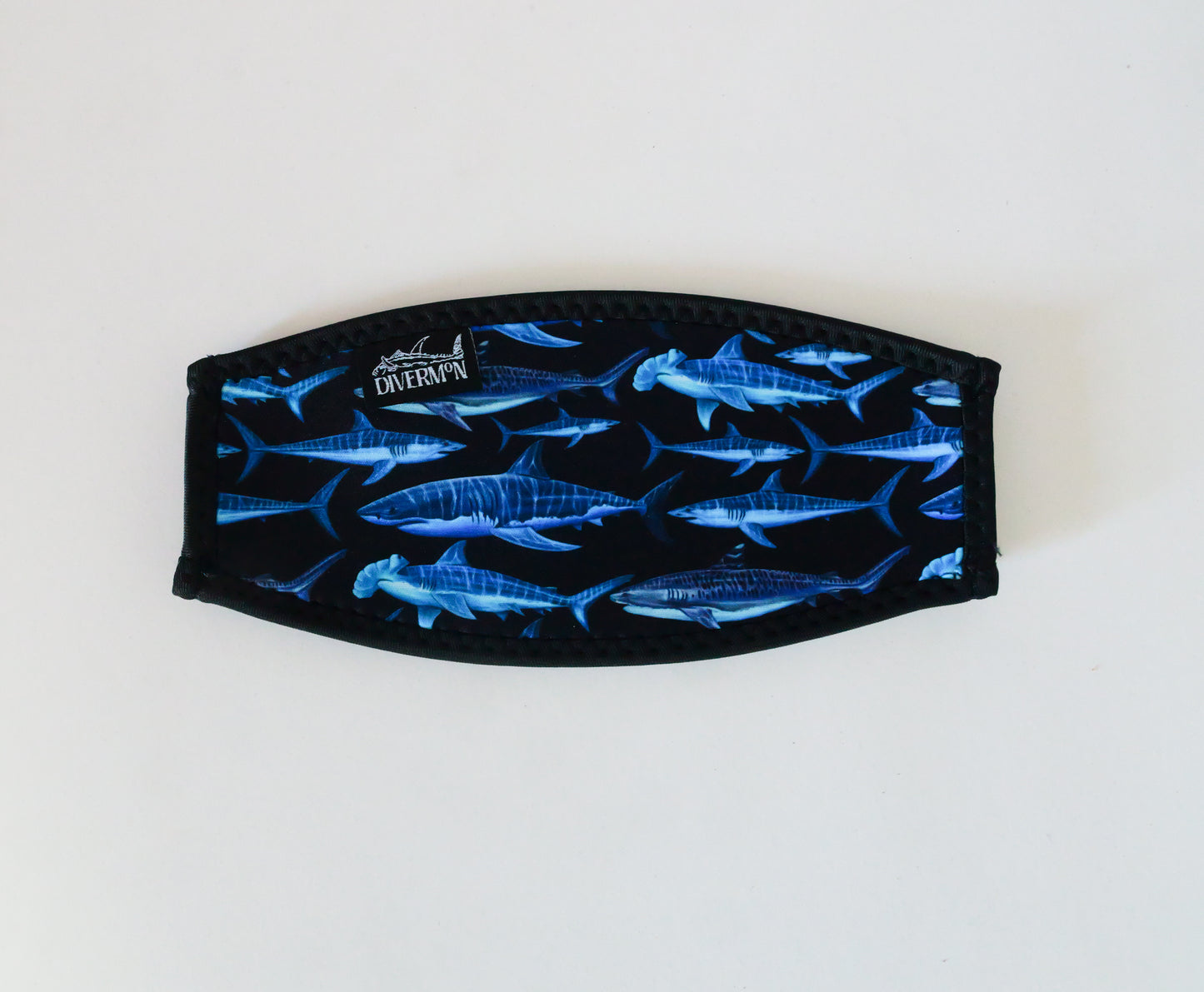 Black shark mask tamer design shown in great detail close up illustrations by Diver Mon Art  